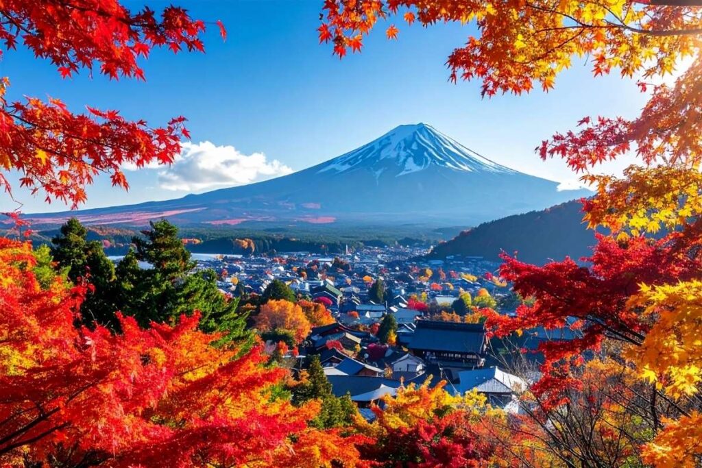 mount fuji in japan in autumn