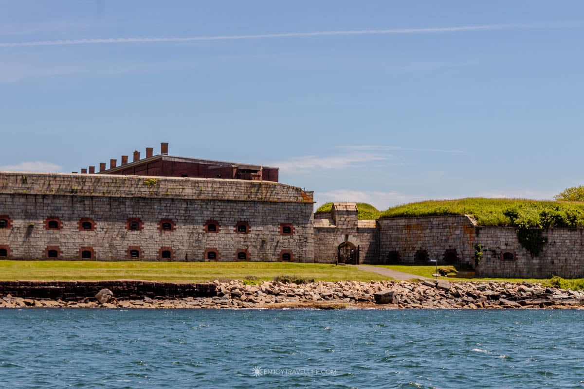 Fort Adams sits at the mouth of Newport Harbor with sweeping views back toward town.