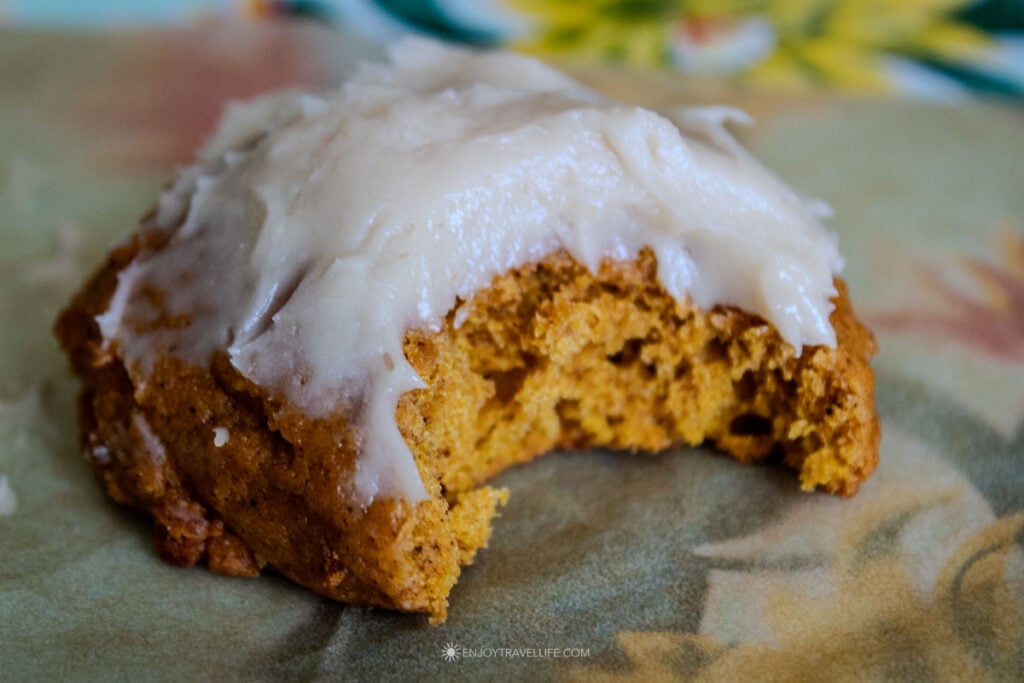 A fresh pastry sits on a table at a cafe on Monhegan Island.