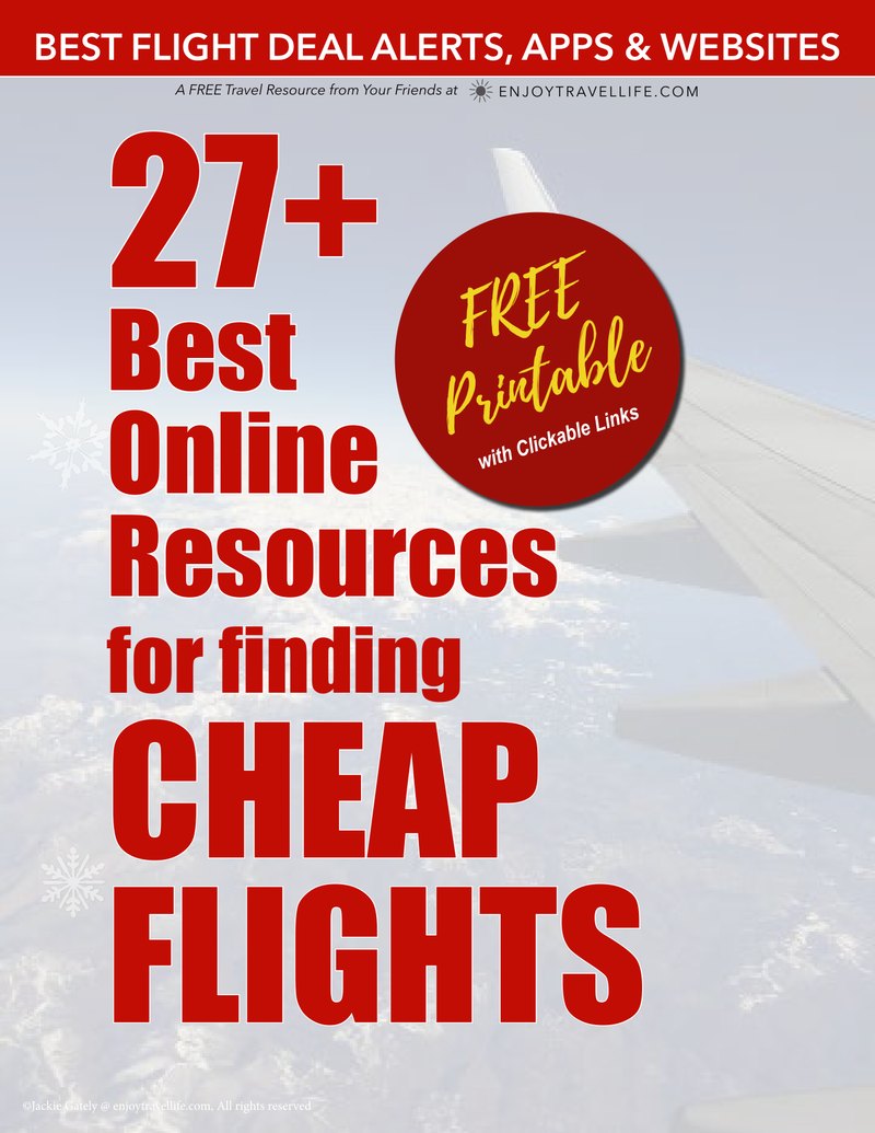 Cover of the free Best Online Resources for Cheap Flights guide from Enjoy Travel Life.