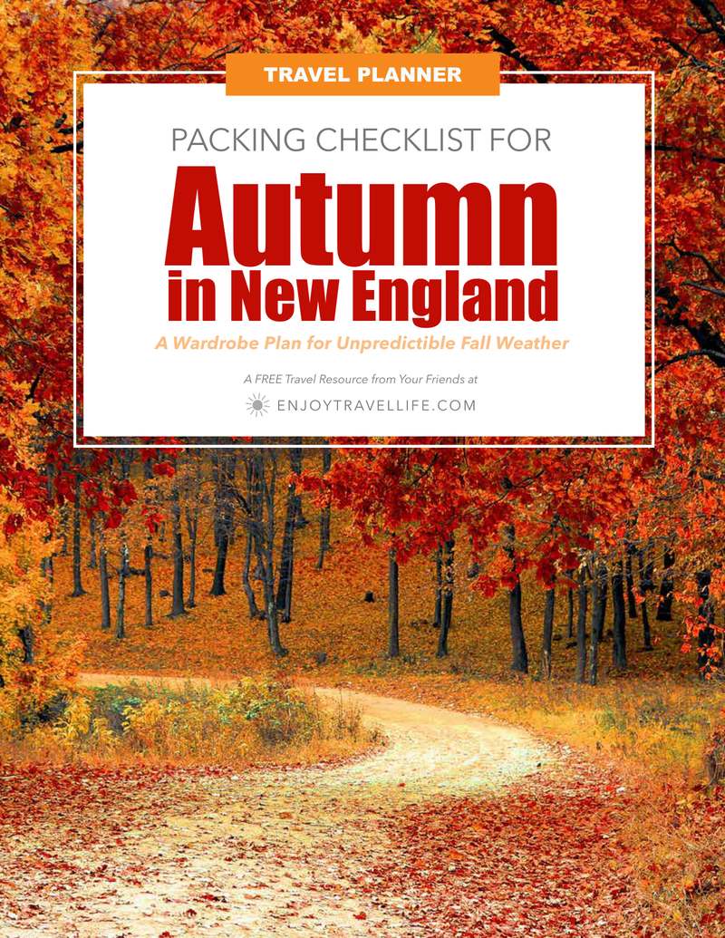 Cover of the free Fall in New England packing checklist from Enjoy Travel Life.