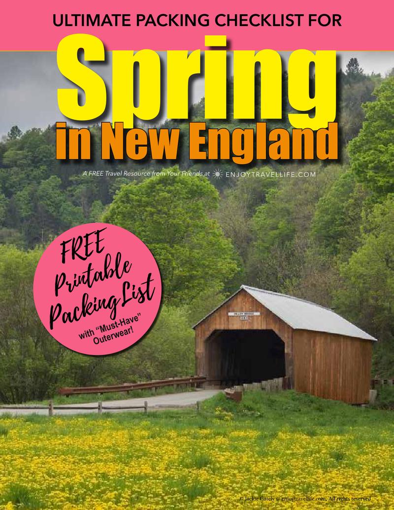 Cover of the free Spring in New England packing checklist from Enjoy Travel Life.