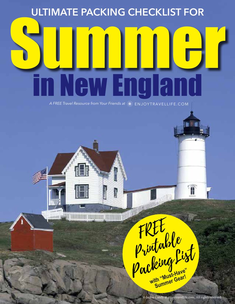 Cover of the free Summer in New England packing checklist from Enjoy Travel Life.