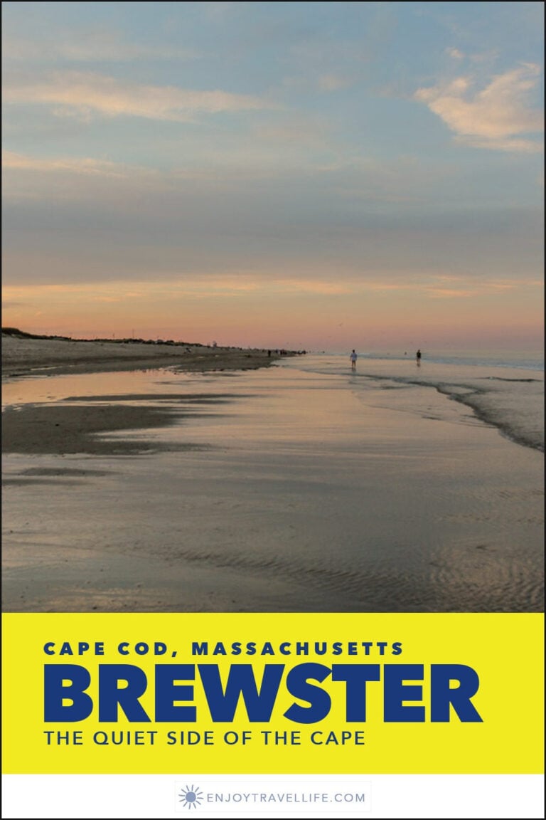 The tidal flats at Brewster on Cape Cod Bay at sunset with the tide out.