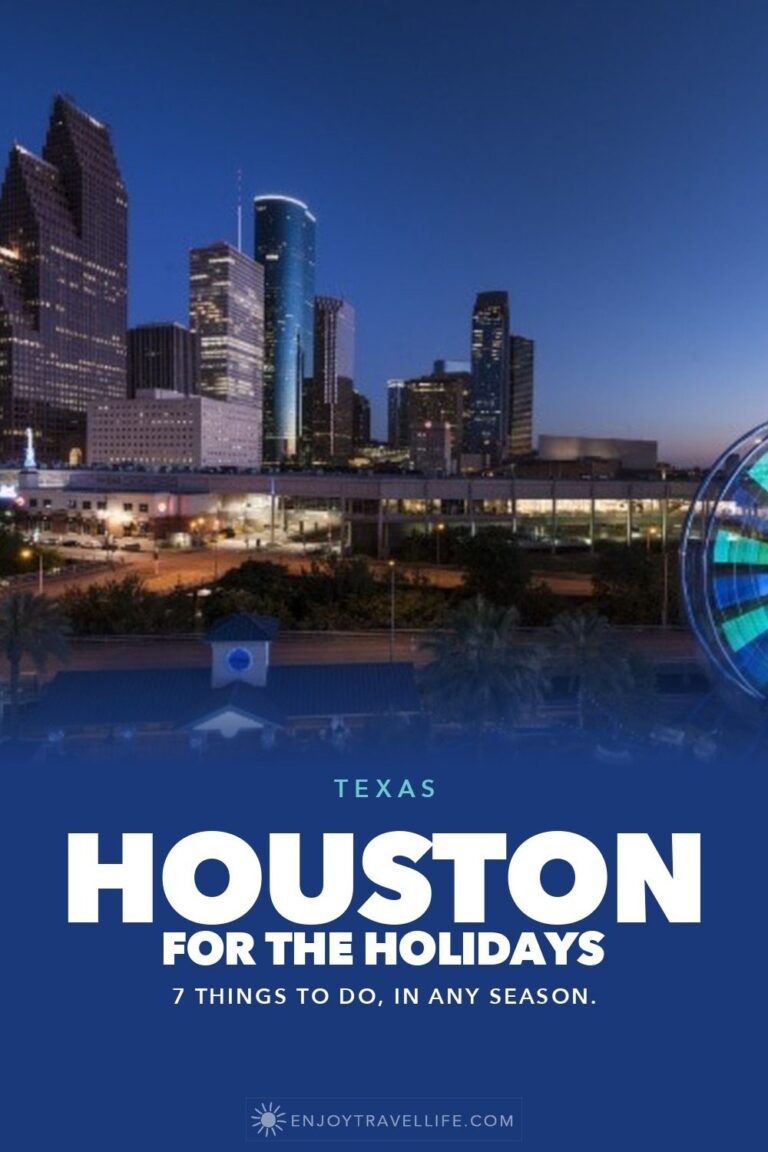 The Houston, Texas skyline at dusk with a lit Ferris wheel in the foreground.