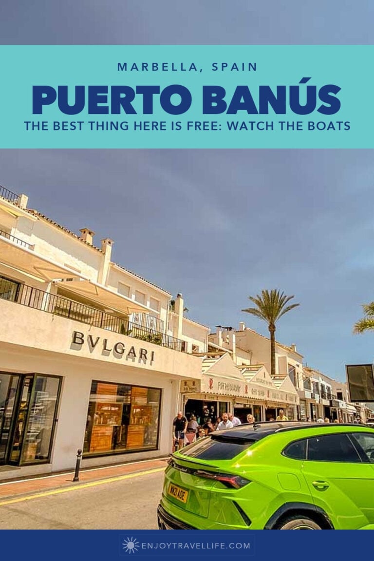A green sports car parked in front of the Bulgari boutique in Puerto Banús, Marbella, Spain.