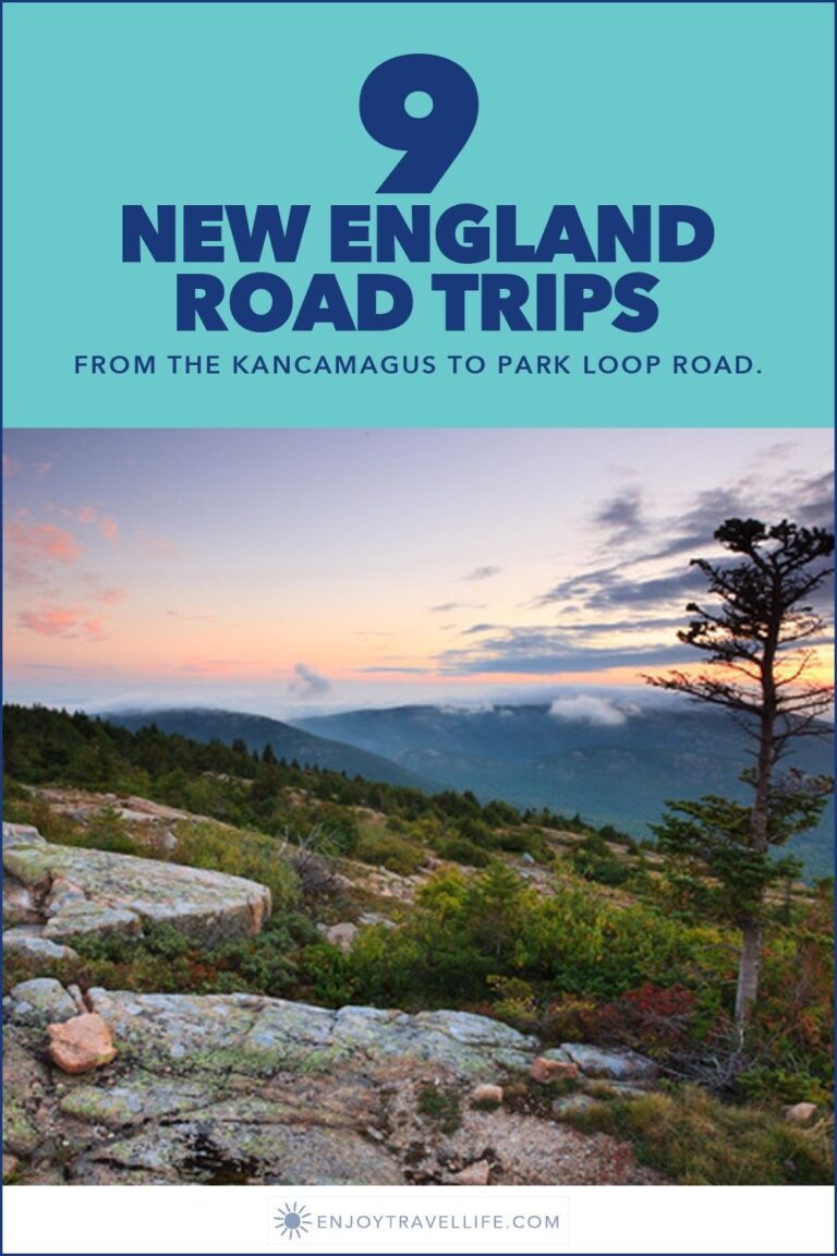 Sunset over the pink granite of Park Loop Road in Acadia.