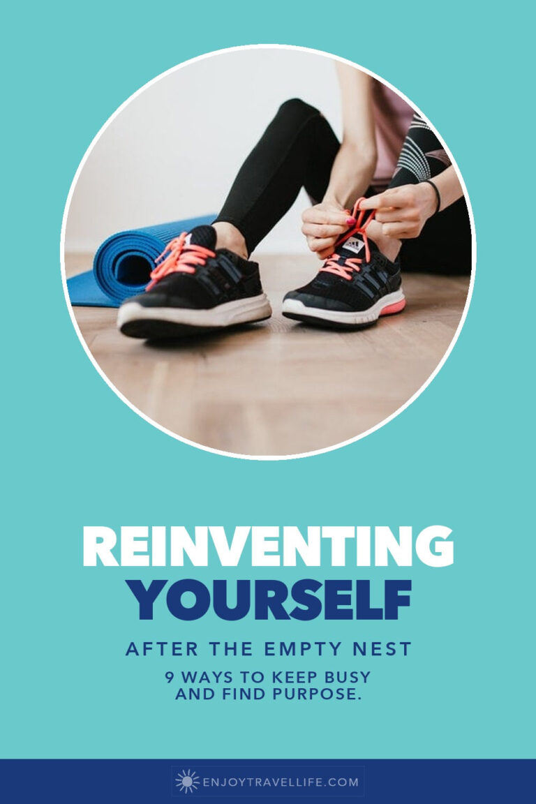 A woman ties her running shoes beside a yoga mat.