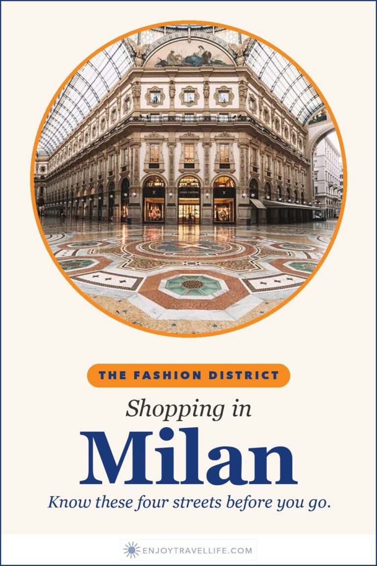 Glass-roofed Galleria Vittorio Emanuele II in Milan with a mosaic floor and lit shopfronts.